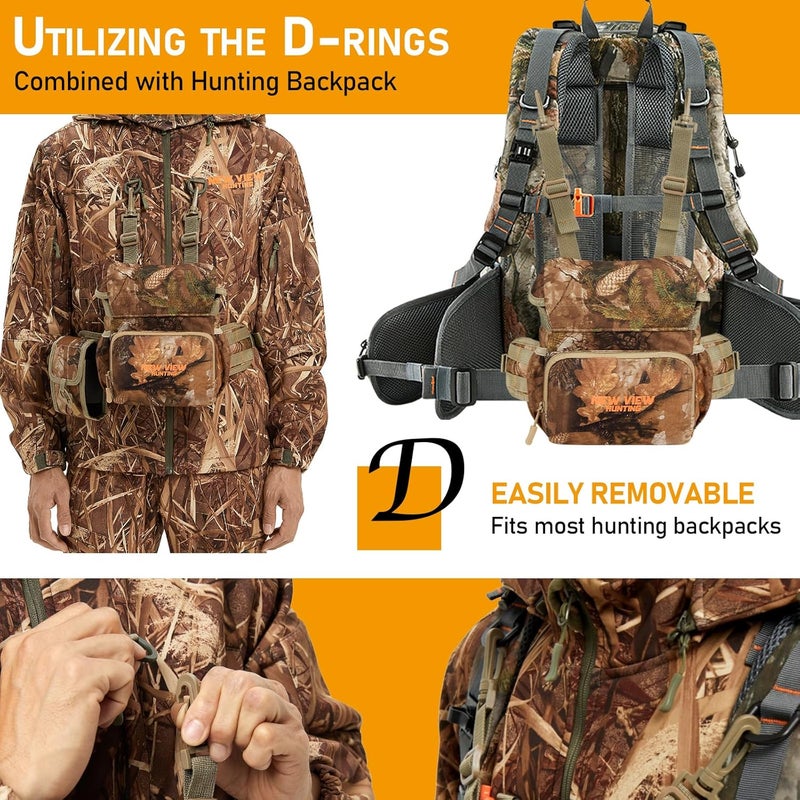 NEW VIEW CamoSltealth Binocular Harness Chest Pack, Silent Bino Case with Detachable Range Finder Pocket and Rain Cover, Fit 10x42 Binoculars - Image 3